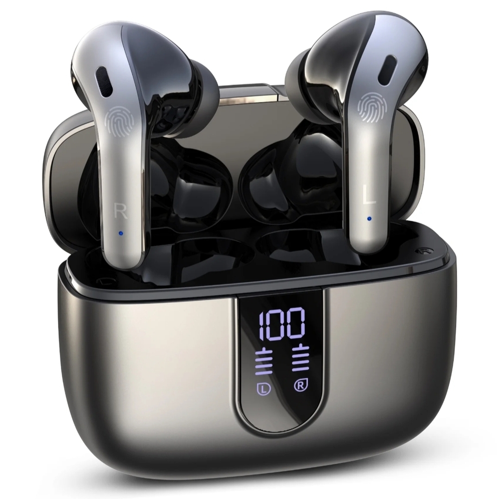 Wireless Earbud Headphones - Black and Silver